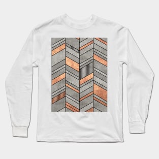 Abstract Chevron Pattern - Concrete and Copper Long Sleeve T-Shirt